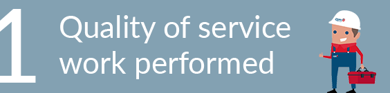 A graphic including text which reads '1 - Quality of service work performed'
